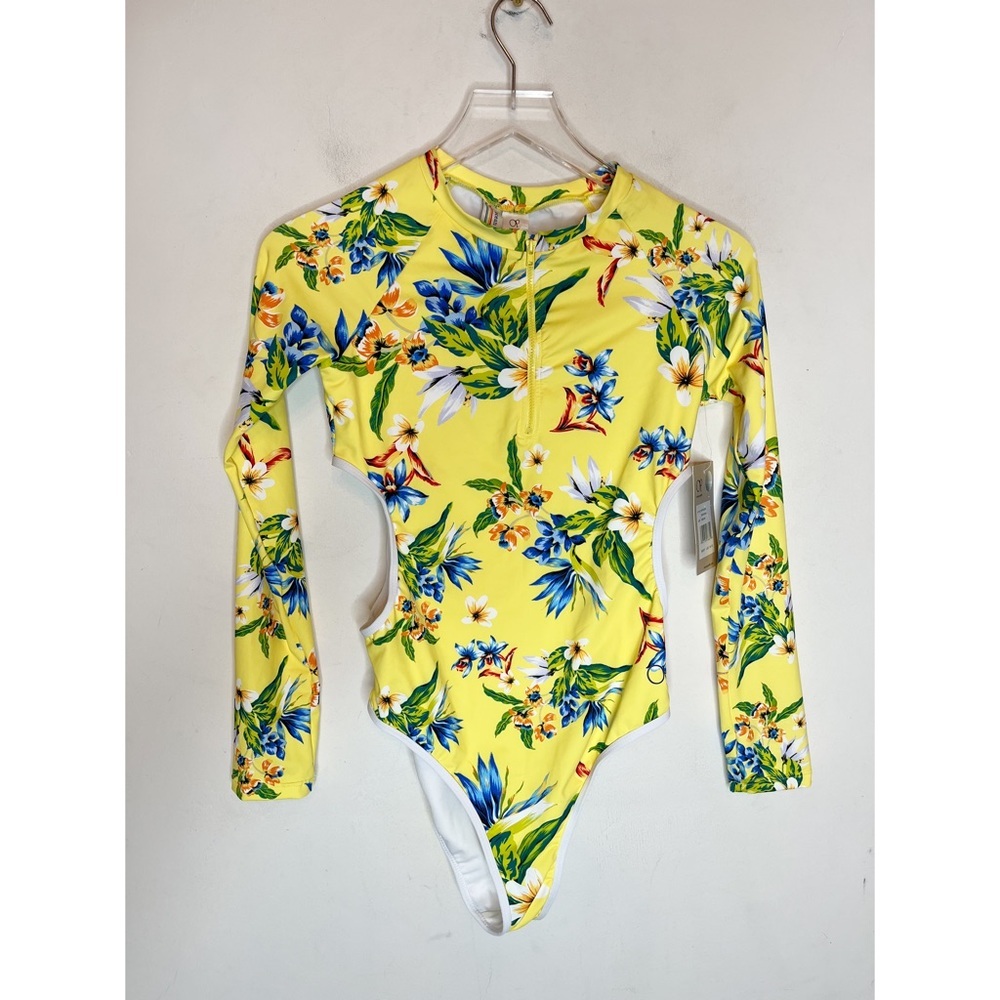Cut out one piece bathing suit OP Tropicana Yellow